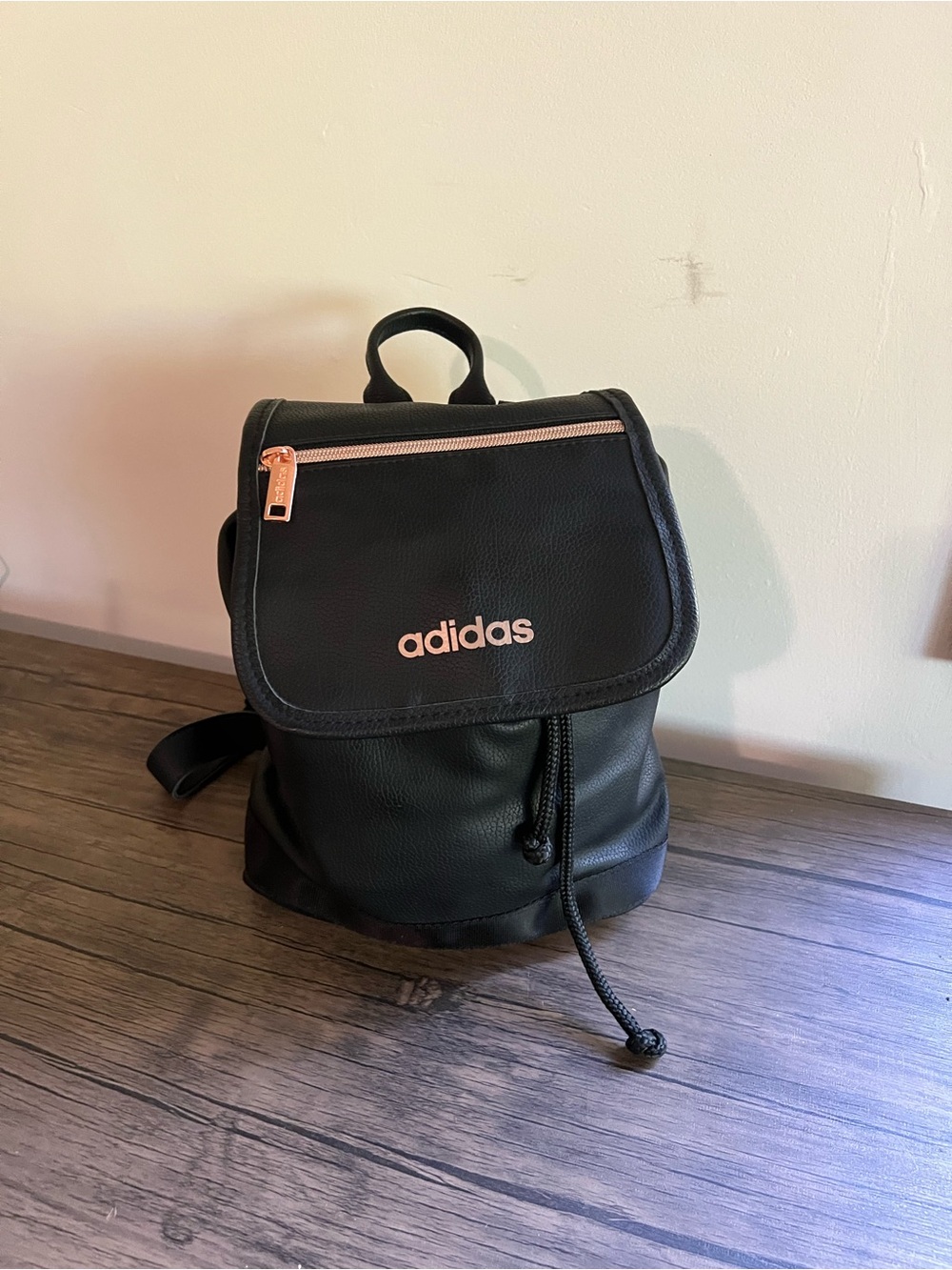 adidas Black Mini Backpack with Rose Gold Accents
